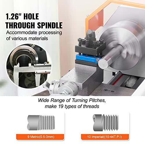 VEVOR Mini Metal Lathe Machine, 7'' x 16'', 800W Precision Benchtop Power Metal Lathe, 150-2500 RPM Continuously Variable Speed