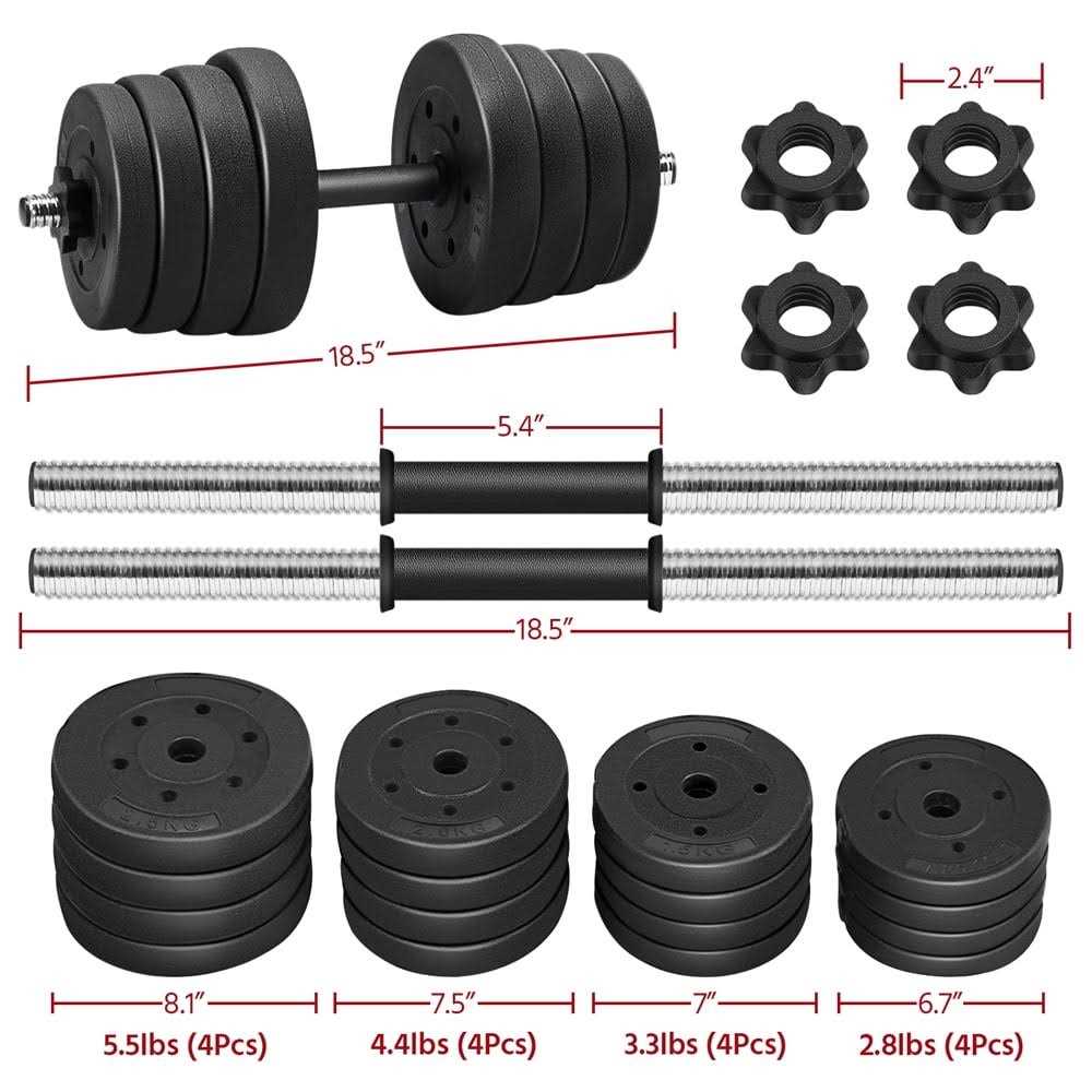 Topeakmart 66 Lb. Dumbbells Weight Set Adjustable Dumbbell Set Home Training Dumbbell Pair Black - Sports Supplies Online Store