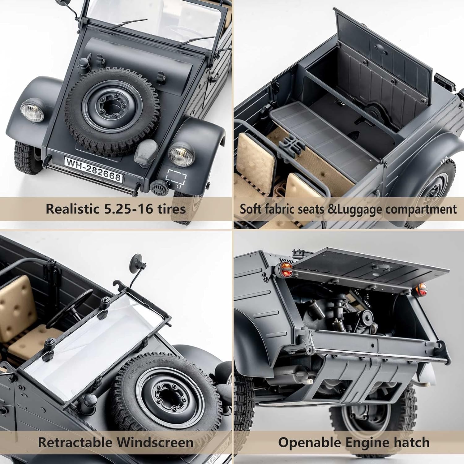 RocHobby RC Crawler 1/12 Kubelwagen Type 82 Model Car RC Rock Crawler RC Hobby Grade RC RTR Hobby RC Crawler RC Cars Remote Control Car with LED