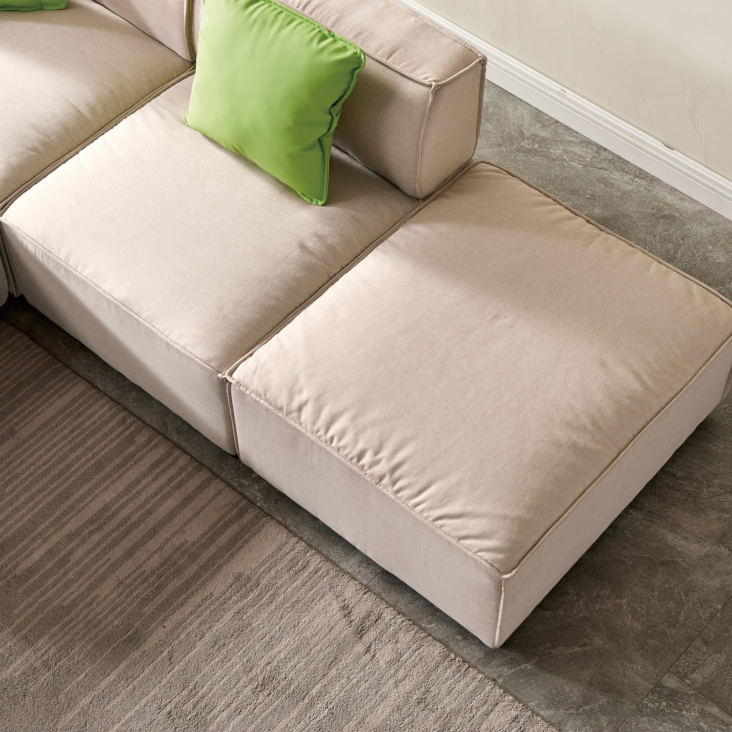 Holaki 4 Seat Modular Sectional Fabric Sofa for Apartment, Beige