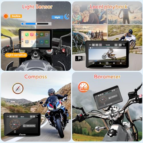 Carpuride W603 Motorcycle Carplay Screen, Wireless CarPlay & Android Auto for Moto, Remote Control，6.3" Waterproof Touchscreen, BT Trans