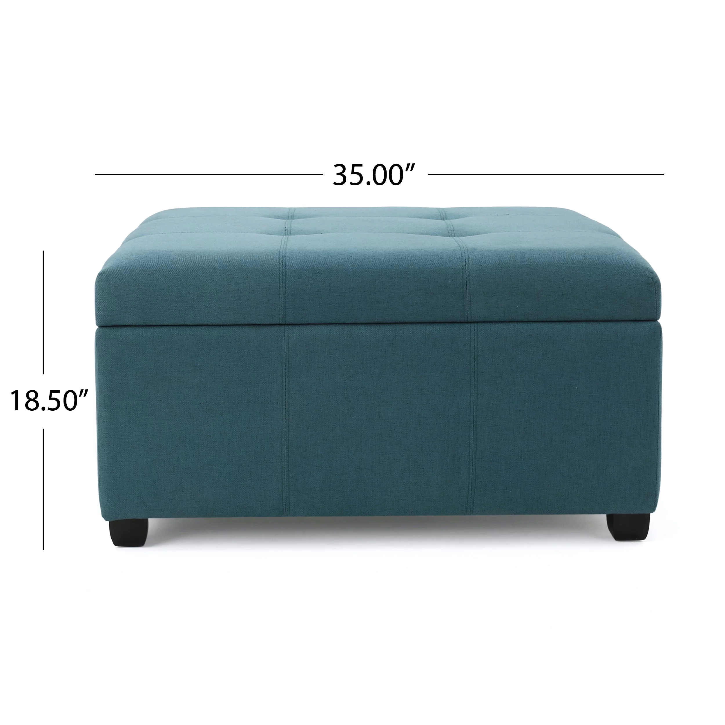 Noble House Lomita Dark Teal Fabric Storage Ottoman