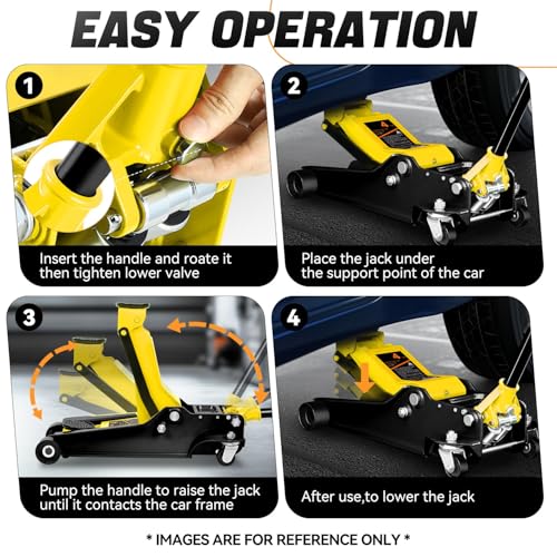 Auto Dynasty 4 Ton Low Profile Floor Jack, Heavy Duty Steel Hydraulic Car Jack with Dual Pistons Quick Lift Pump, Hydraulic Racing Floor Jack