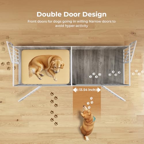78 Inch Dog Crate Furniture for 2 Dogs,Extra Large Double Dog Kennel Furniture with Removable Divider, XXL Thick Wooden Dog Cage TV Stand