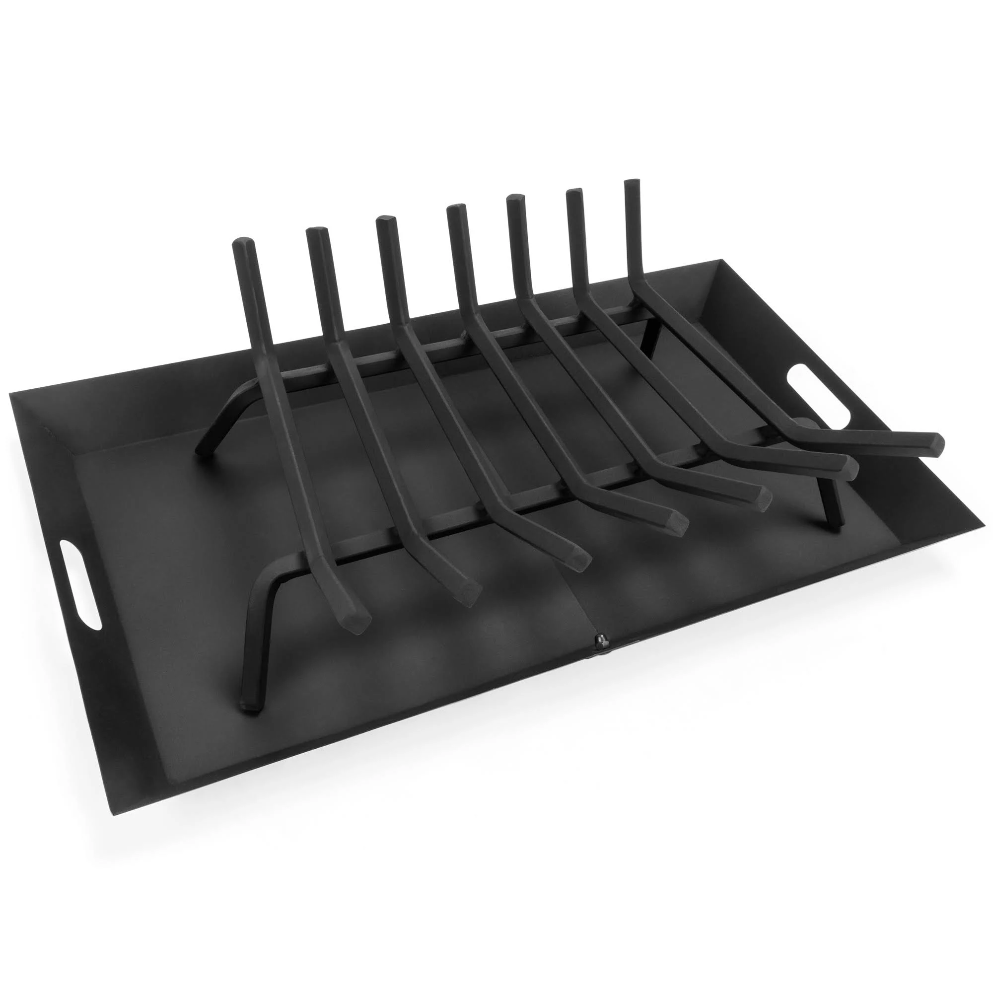 Best Choice Products 21-Inch 2-in-1 Solid Steel Heavy Duty Fireplace Grate Log Burning Rack w/ Ash Catcher Tray