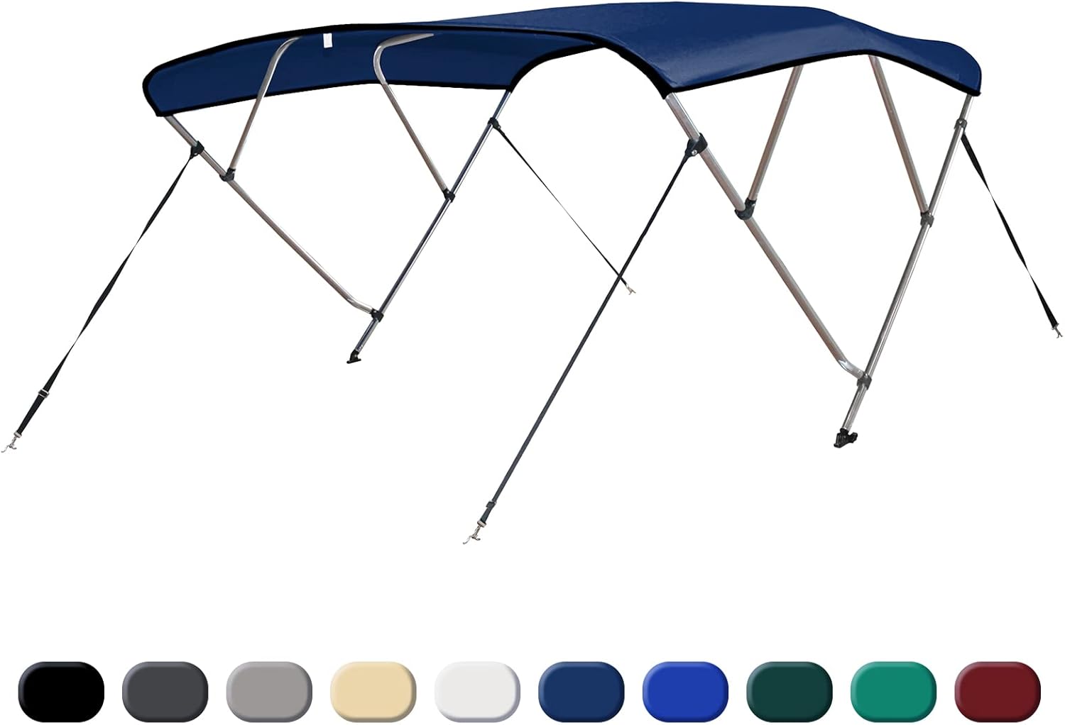 Leader Accessories Sand 4 Bow 8'L x 54" H x 85"-90" W Bimini Top Cover 4 Straps for Front and Rear Includes Mounting Hardwares with 1 Inch Aluminum