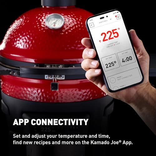 Kamado Joe Pellet Joe Grill, Classic Joe, 18-inch Ceramic Wood Pellet Grill and Smoker with Cart, Side Shelves