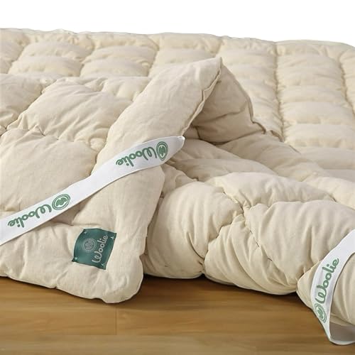 Organic Merino Wool Pillow Top Mattress Topper - 2", Handmade, Non-Toxic, Naturally Cooling Mattress Pad for Back Pain, Hypoallergenic