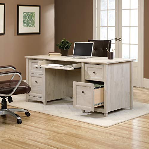 Sauder Edge Water Office, Executive Desk with File Drawer Storage, L: 65.12" x W: 29.53" x H: 29.37", Estate Black