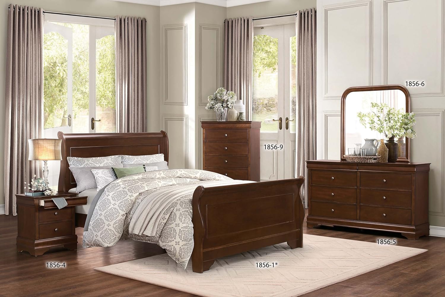 Abbeville Queen Sleigh Bedframe, Cherry