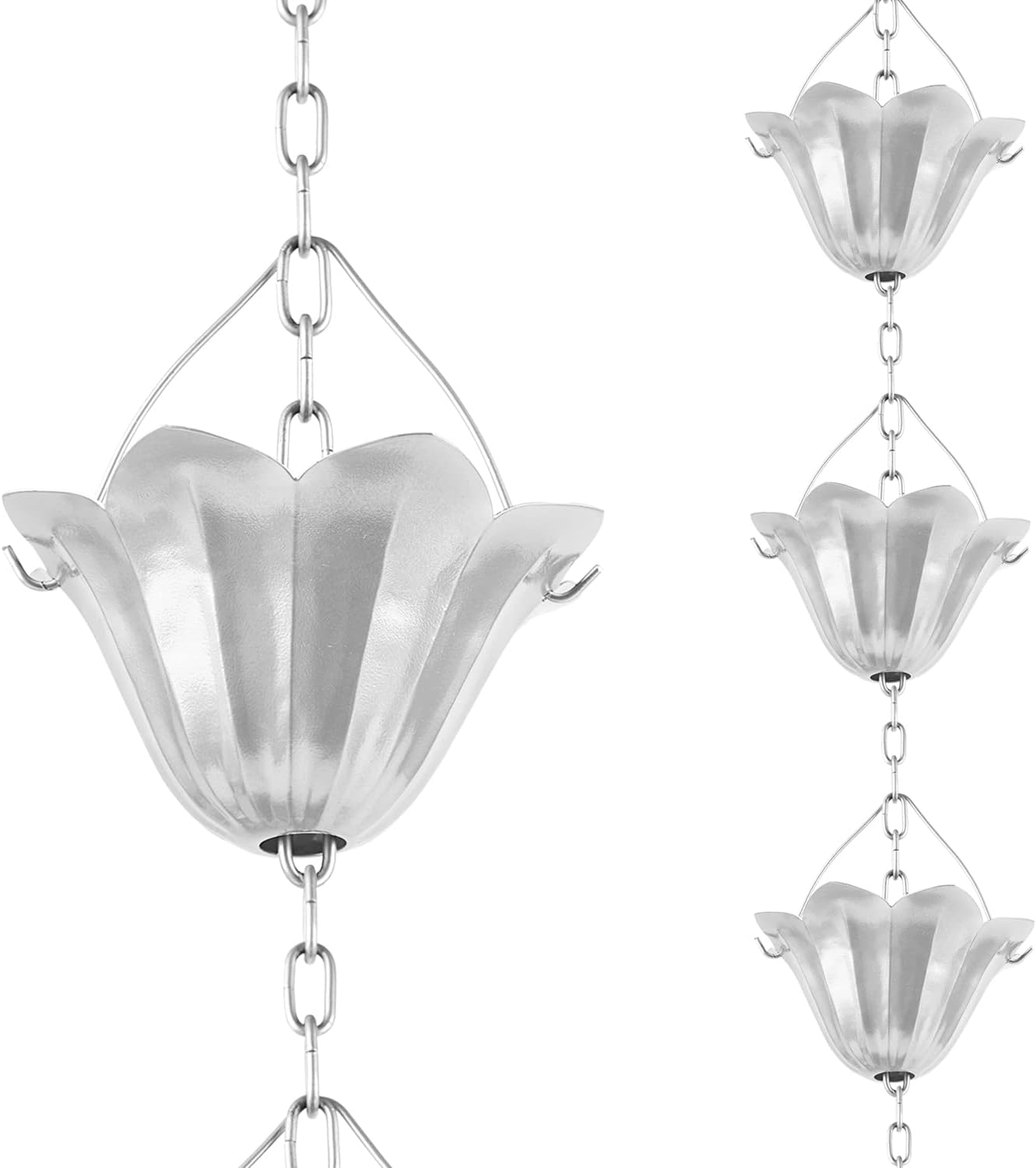 Tfro & Cile Gutter Rain Chain Blue Downspout Substitution Decorative Garden Rainwater Catcher Tulip Backyard Decor for Patio