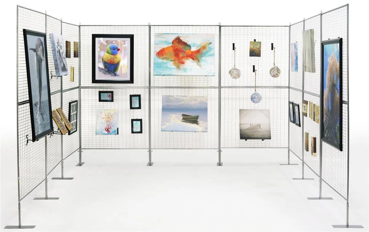 Double Tiered Panels - U-Shaped Art Show Display Iron Mesh Grid