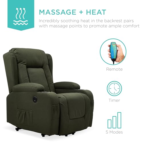 Best Choice Products Modern Linen Electric Power Lift Chair, Recliner Massage Chair, Adjustable Furniture for Back, Legs w/ 3 Positions, USB Port