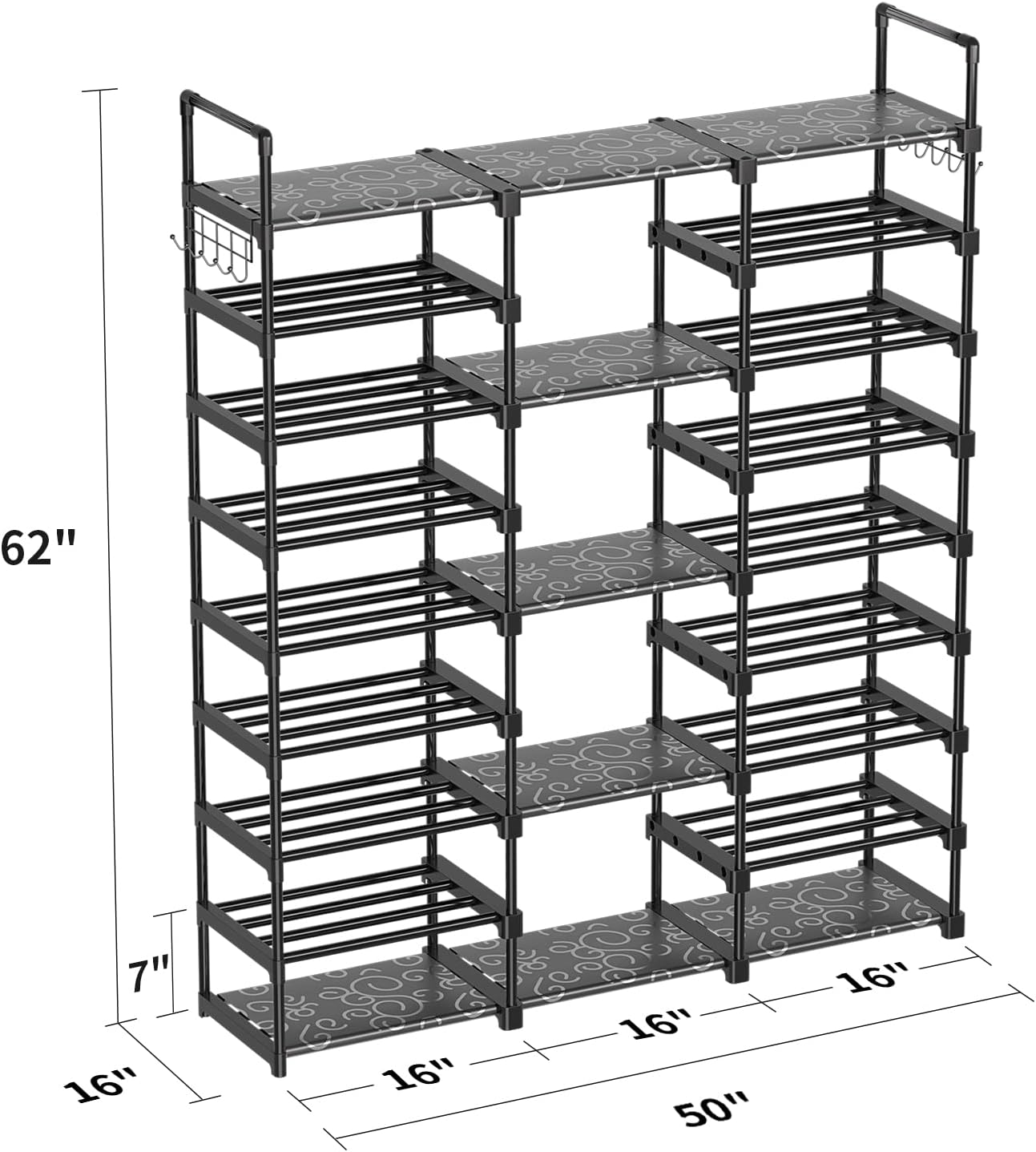 TIMEBAL 9 Tiers Shoe Rack Storage Organizer Shoe Shelf Organizer for Entryway Holds 50-55 Pairs Shoe and Boots