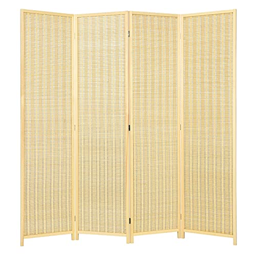 Giantex Bamboo Room Divider, 6 Ft Tall Freestanding Folding Privacy Screen, Wooden Room Separators Divider Wall