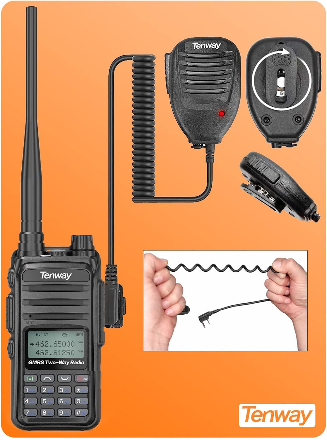 GMRS Radio Handheld 5W Long Range Two Way Radio GMRS Repeater Capable, with NOAA Scanning & Receiving, Display SYNC, for Off Road Overlanding