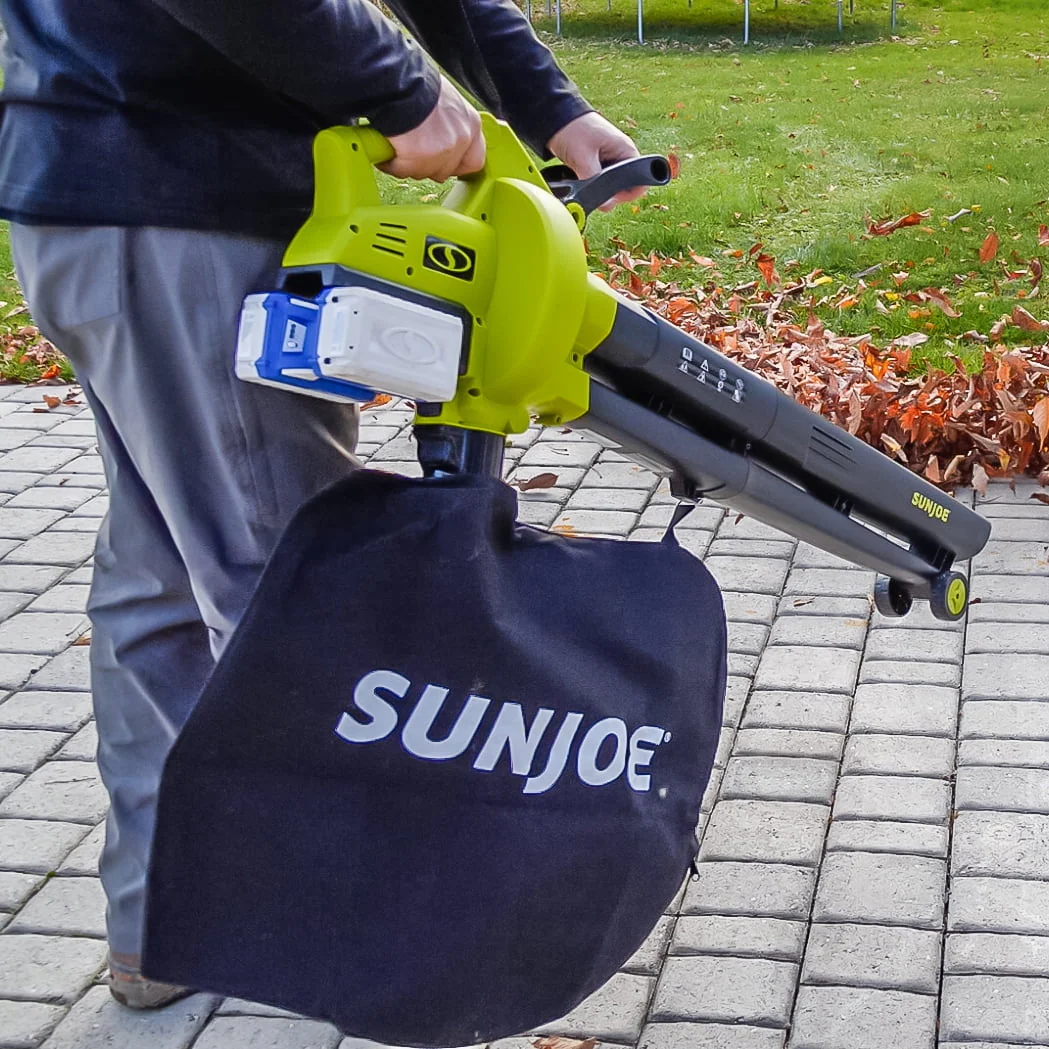 Sun Joe 48-Volt Cordless Leaf Blower Vacuum Mulcher Kit , 163-MPH , 391-CFM , 2 x 4.0-Ah Batteries and Charger