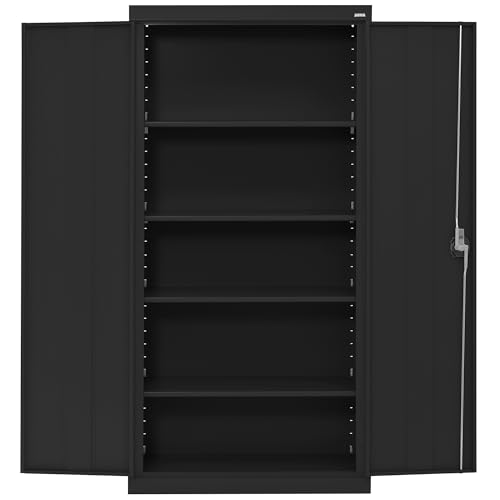 Sandusky Lee EA4R362472-02 Welded Steel Elite Storage Cabinet with Adjustable Shelves, 24" Length x 36" Width x 72" Height, Charcoal