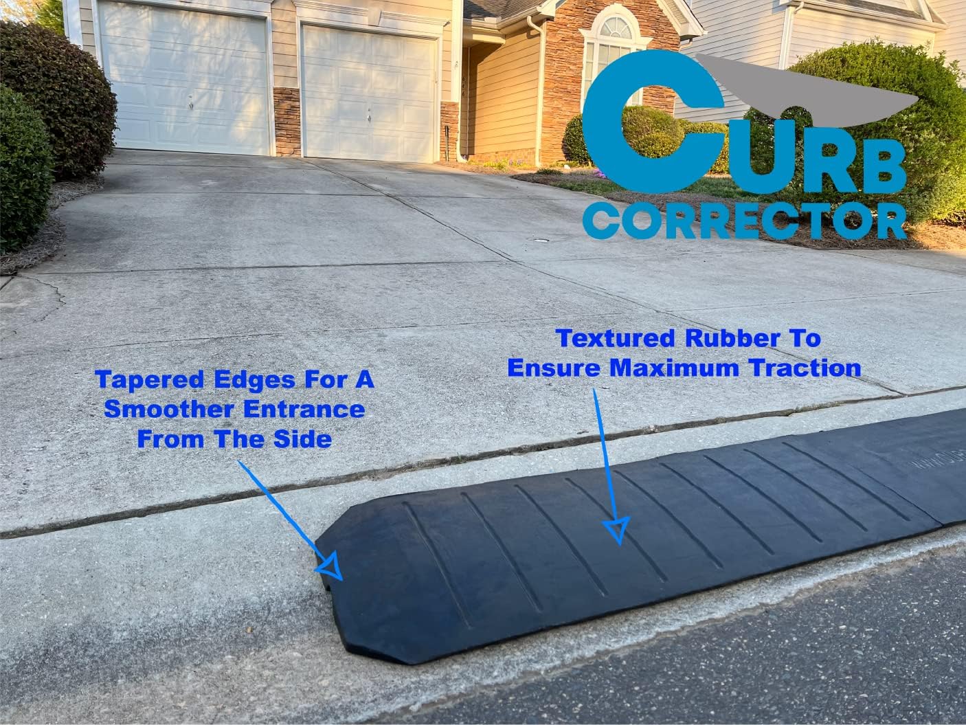 CURB CORRECTOR – Driveway Curb Ramps – Low Profile Car Ramps – 3 Piece Expandable Set – Made from Heavy Duty Recycled Rubber – Eliminate Scraping and