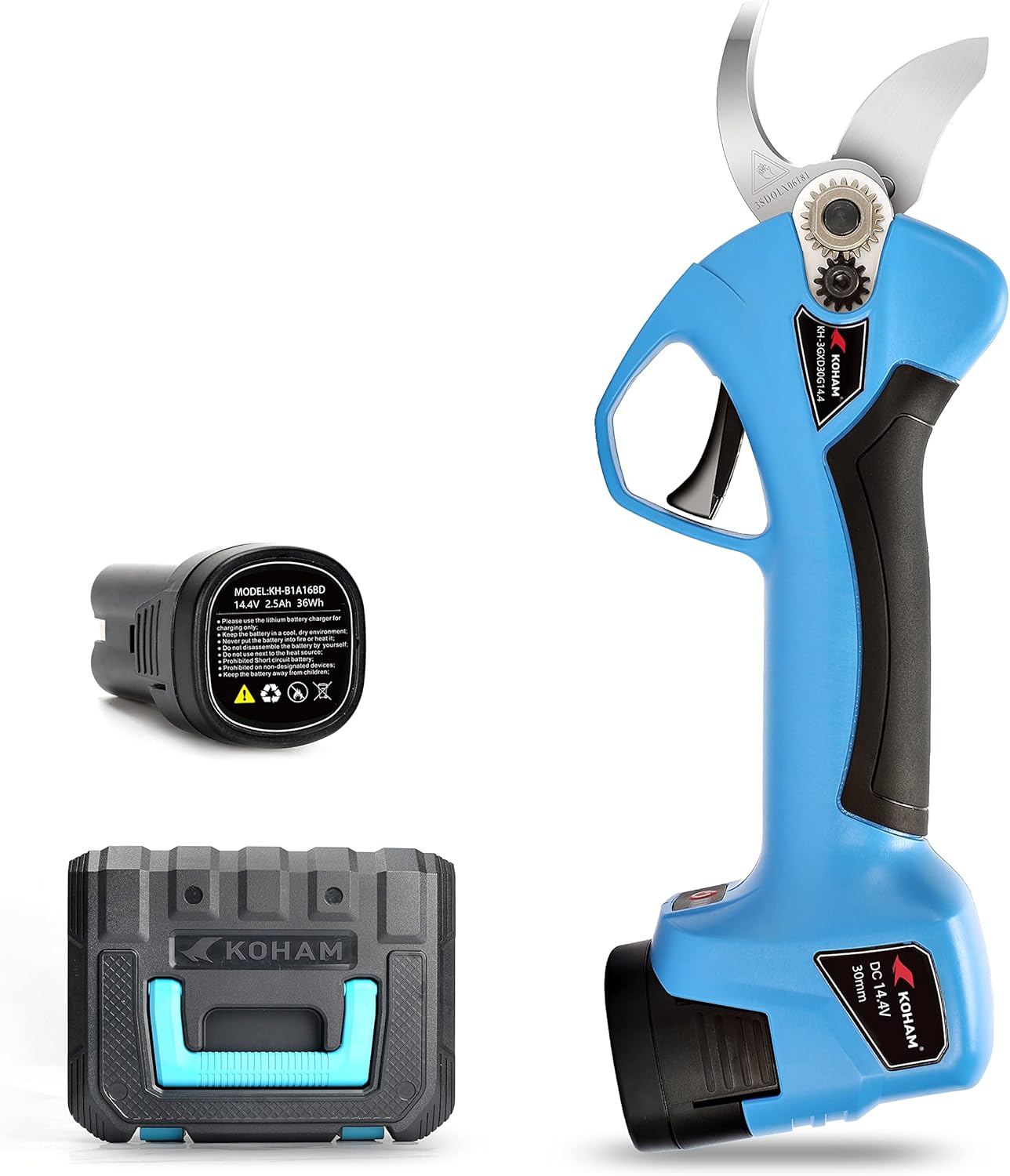 Electric Pruning Shears, KOHAM Professional Cordless Battery Powered Tree Branch Pruner with LED Screen