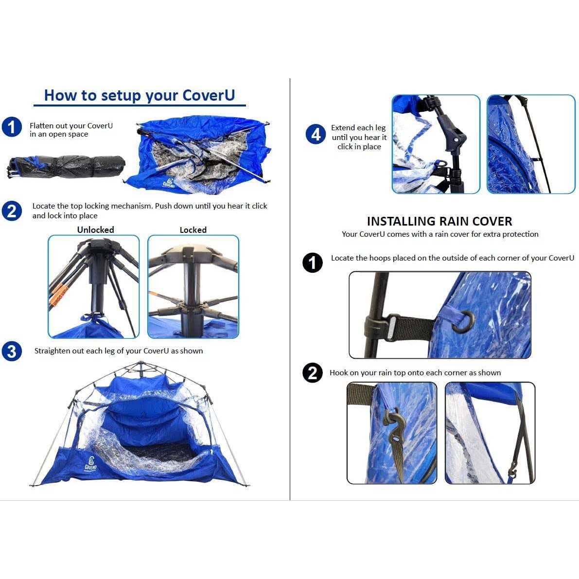 EASYGO PRODUCTS CoverU Sports Shelter 2 Person Weather Tent Pod - Sports Supplies Online Store