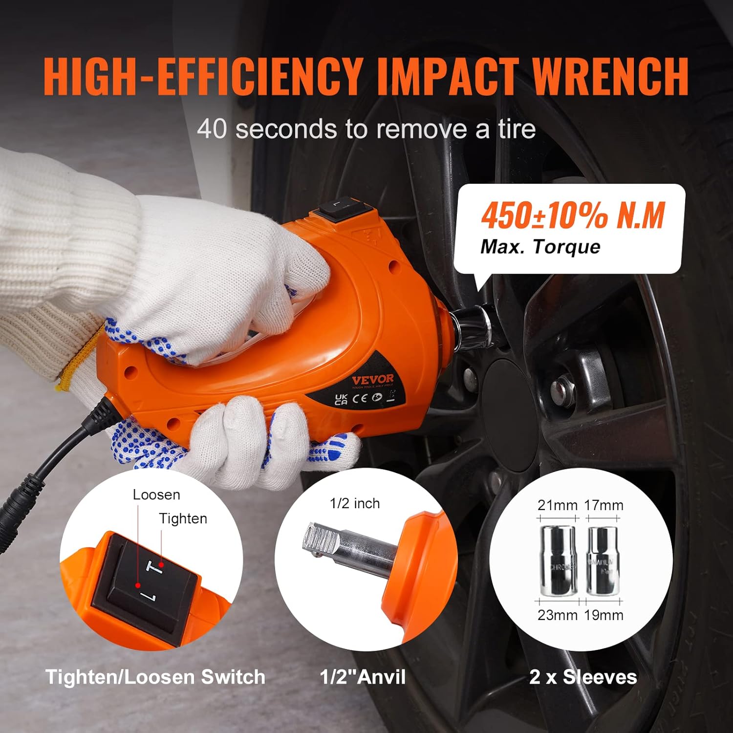 VEVOR Electric Car Jack, 5 Ton/11023 LBS Hydraulic Jack Lift with Electric Impact Wrench, Built-in Inflatable Pump