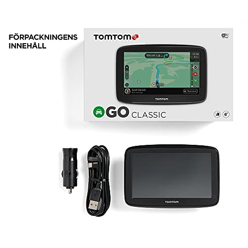 TomTom Car Sat Nav GO Classic, 6 Inch, with Traffic Congestion and Speed Cam Alert Trial Thanks to TomTom Traffic, EU Maps, Updates via WiFi