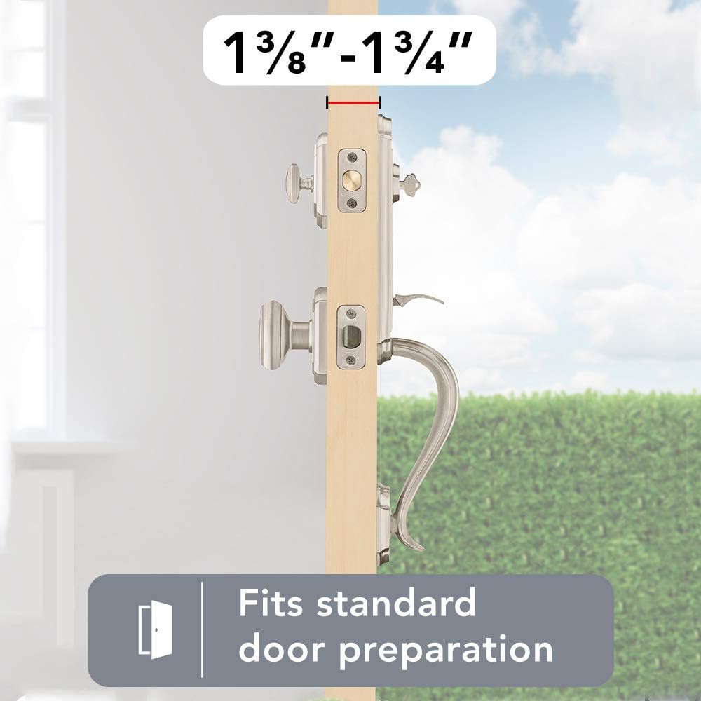 Baldwin Avendale Single Cylinder Front Door Handleset Featuring SmartKey Security in Satin Nickel