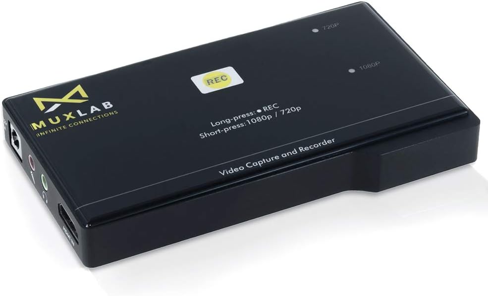 MuxLab Video Capture Recorder Device | HDMI to USB Recorder | Capture Video 1080P 60FPS | Save 1080P 30FPS | for PC, Game Consoles