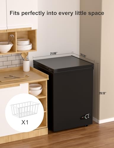7.0 Cu Ft Chest Freezer - Energy Efficient & Quiet Mini Freezer with Adjustable Thermostat - Compact Deep Freezer for Home, Apartment, and Garage