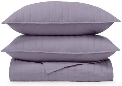 Jennifer Adams 3 Piece Vertical Stripes Quilted Blanket and Sham Set (White, King / California King)