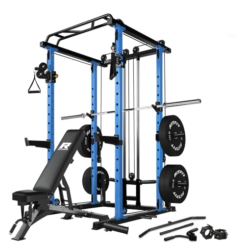 RitFit Multi-Function Squat Rack Power Cage PPC03 with Cable Crossover System, 1000LBS Capacity Power Rack and Packages with Optional Weight Bench