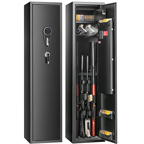 VEVOR 3-4 Rifles Gun Safe, Rifle Safe with Digital Keypad & Lock, Quick Access Gun Storage Cabinet for shotguns with Removable Shelf, Pistol Rack