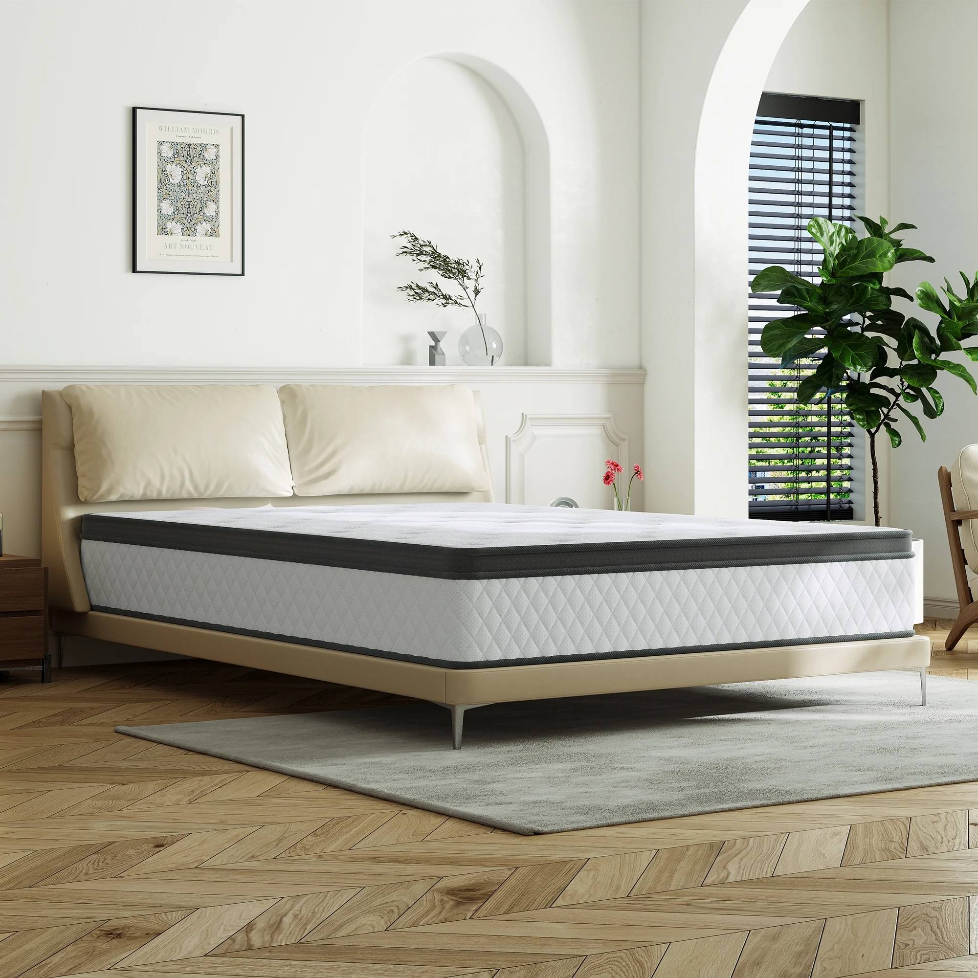 TXO 12 Inch Memory Foam and Innerspring Hybrid Mattress �C Queen Mattress �C Bed in a Box �C Medium Firm Mattress