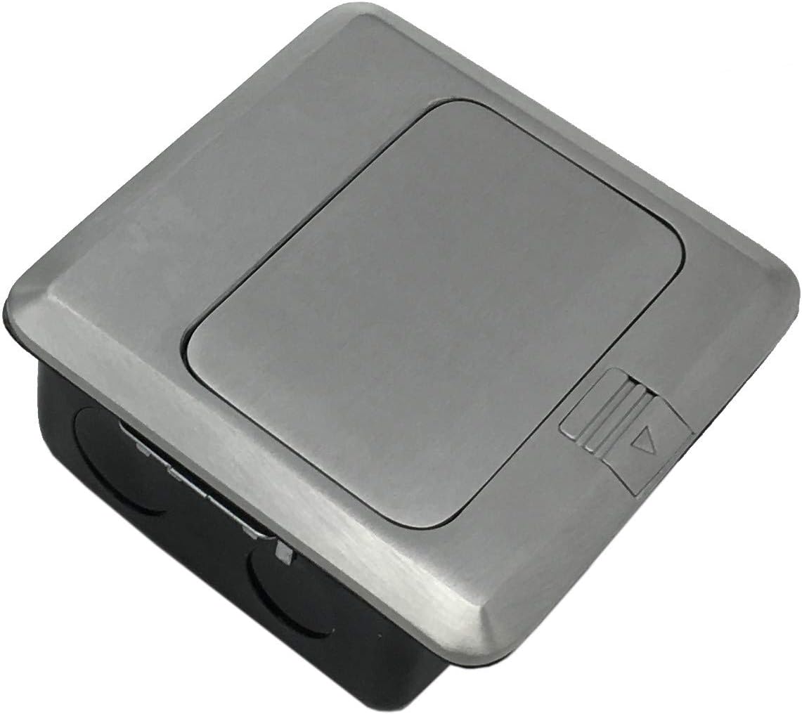 USB Pop Up Receptacle USB Floor Outlet Countertop Box With W/20 A Duplex Receptacle Brushed Stainless Finish Pack of 2
