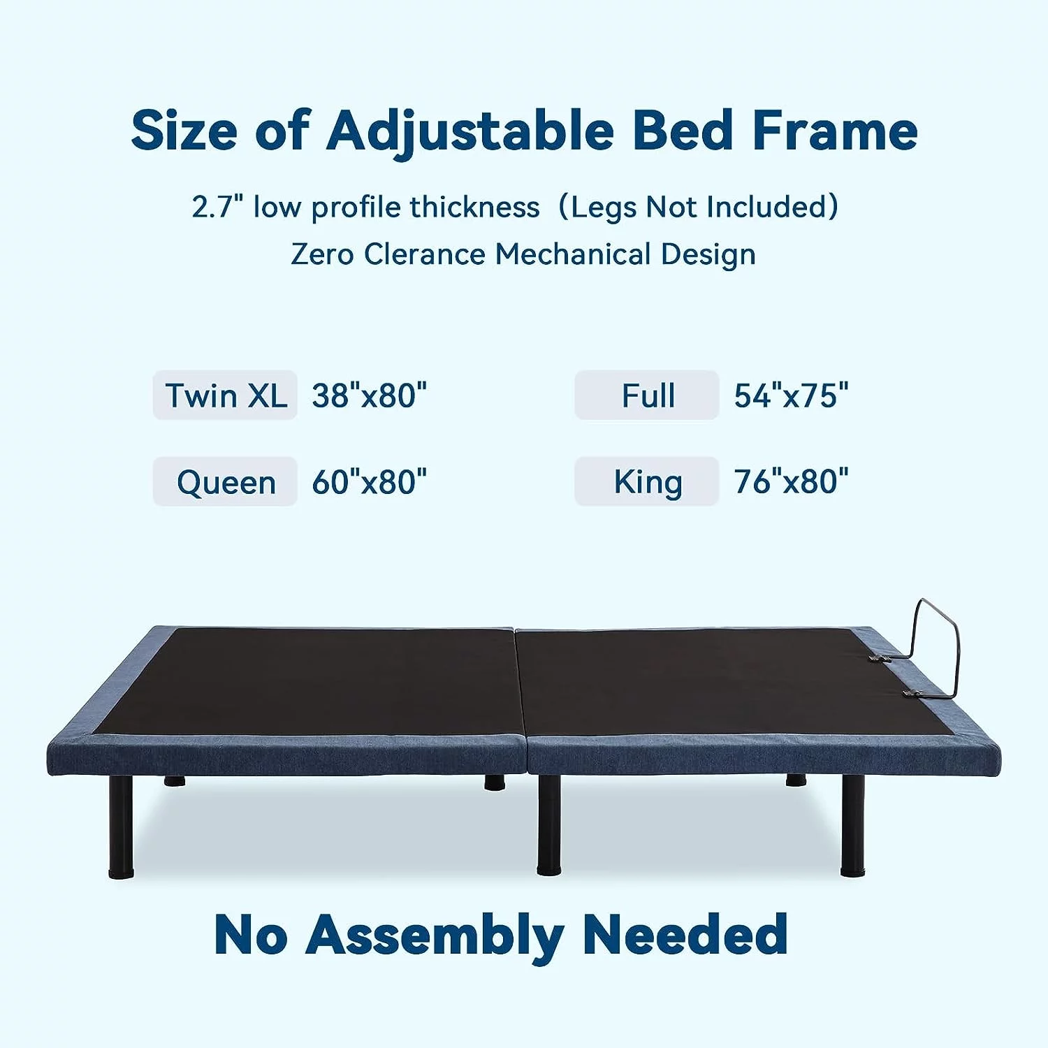 Hcore Adjustable Bed Base,Bed Frame with Head and Foot Incline,Anti-Snore,Zero Gravity, Quiet Motor,Under Bed Lighting,Wireless Remote Control