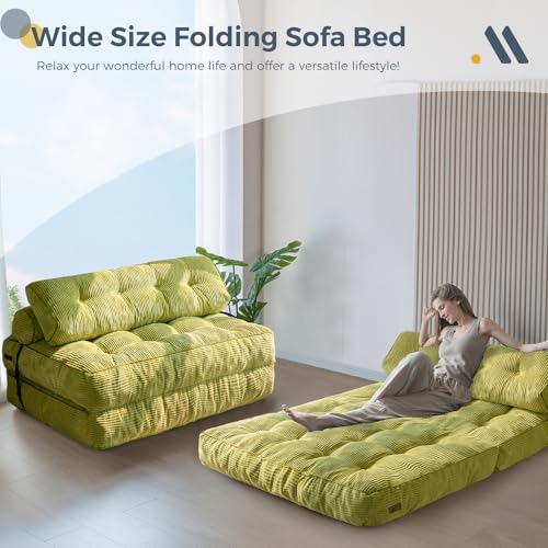 MAXYOYO Folding Sofa Bed, Convertible Sleeper Chair with Pillow Foldable Mattress with Back Support