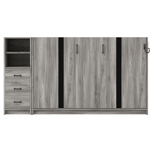 Ball & Cast Queen Size Murphy Bed Hideaway Wall Chest with Top Shelves & USB,Storage Cabinet Bed Frame w/Slat Support