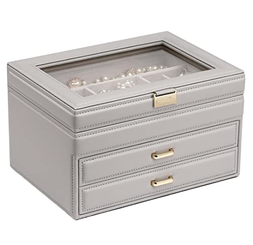 Jewelry Box Jewelry Boxes Jewelry Case PU Leather Jewelry Box Jewelry Storage Box Earring Ear Stud Ring Necklace Organizer Case Jewelry Box Organizer
