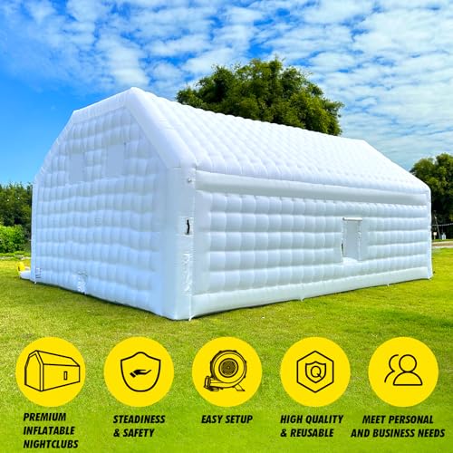 WARSUN Large Black Inflatable Nightclub 20x16.5x12Ft Inflatable Party Tent with Logo Area Inflatable Night Club Tent for Adults Wedding Birthday