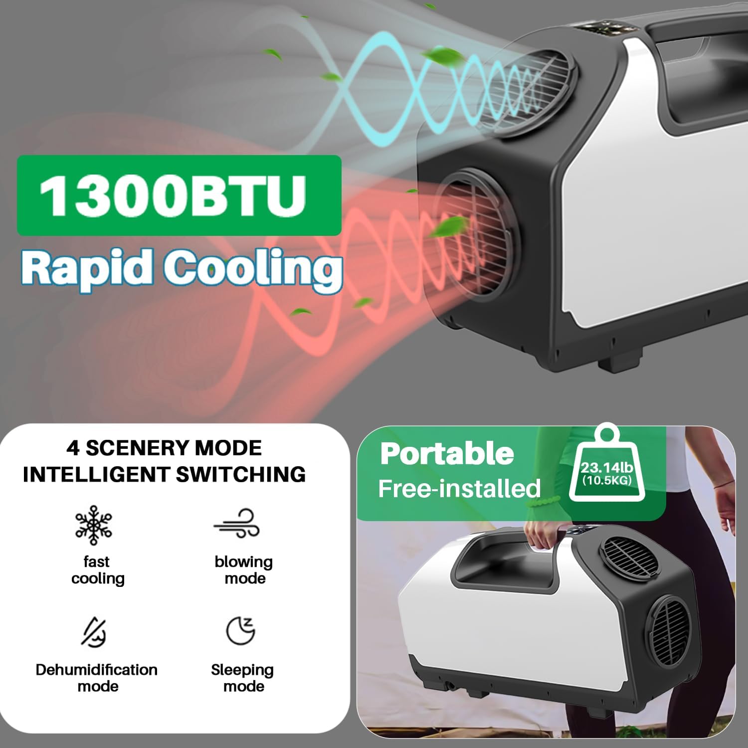 Portable Camping Air Conditioners 2900BTU- dc Tent Air Conditioner 24V 700W |3 Wind Speeds|for Van Life, Camping Tent, Outdoor, Indoor