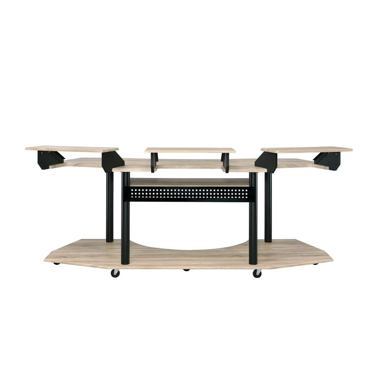 Pemberly Row Contemporary Wood Studio Music Recording Desk in Natural Oak