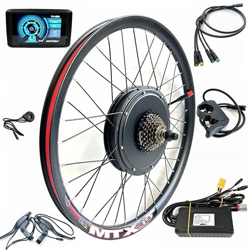 48V2000W Motor Wheel for Electric Bicycle MTB 26inch Hub Motor Kit Rear Drive with TFT Color Display E-Bike Conversion Kit Waterproof Engine Mountain