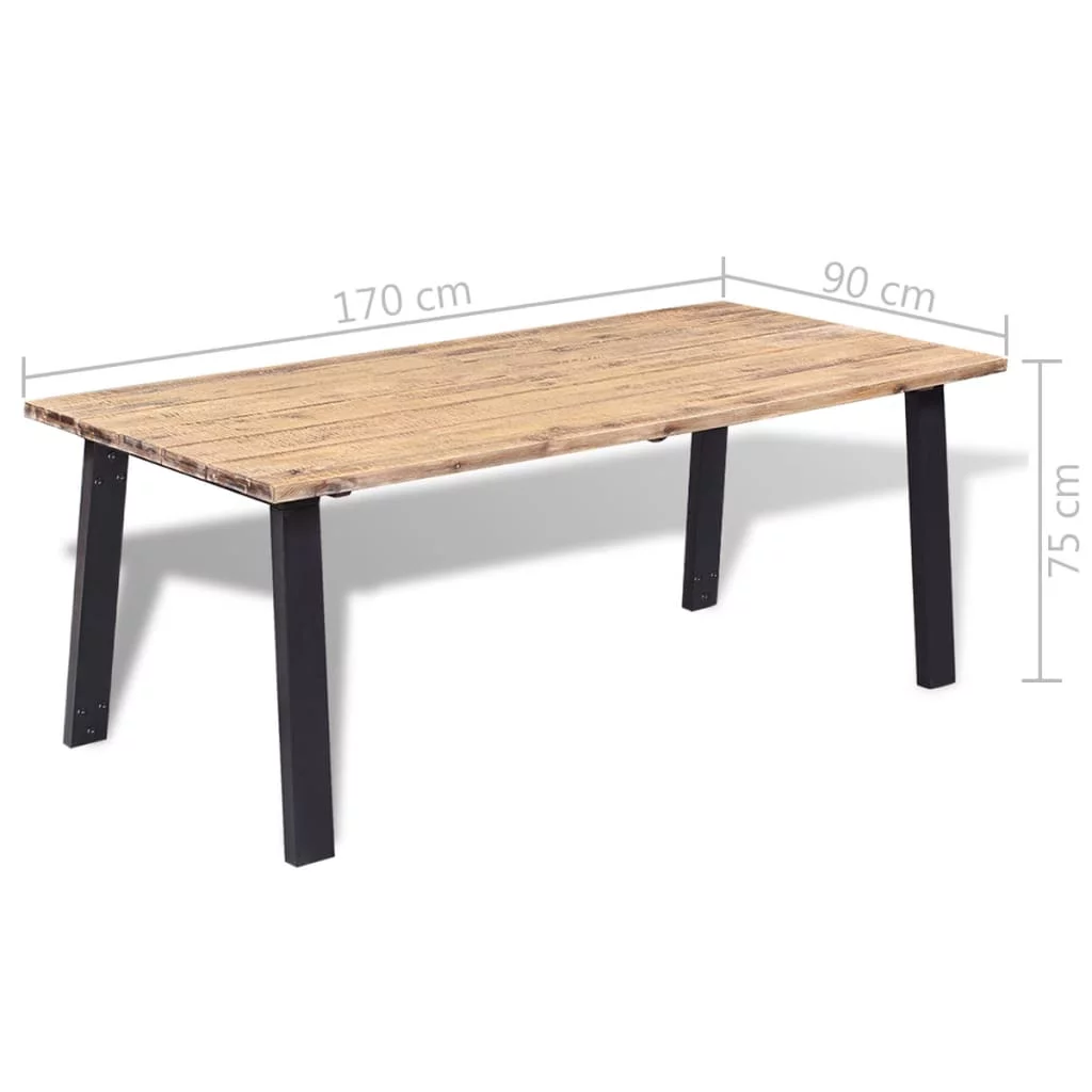 Dcenta Rustic Dining Table Brushed Acacia Wood Top Table with Powder-Coated Metal Legs Industrial Style for Kitchen Dining Room Indoor Outdoor Use