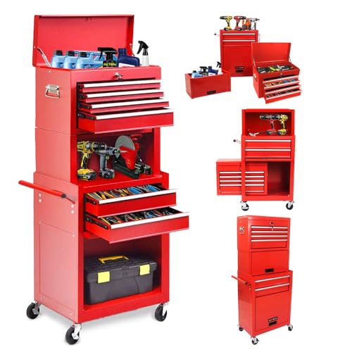 Rolling Tool Chest with 6 Drawers and Wheels, Clearance Tool Chest, Craftsman Tool Chest on Wheels with Lock for Garage and Auto Repair Stores