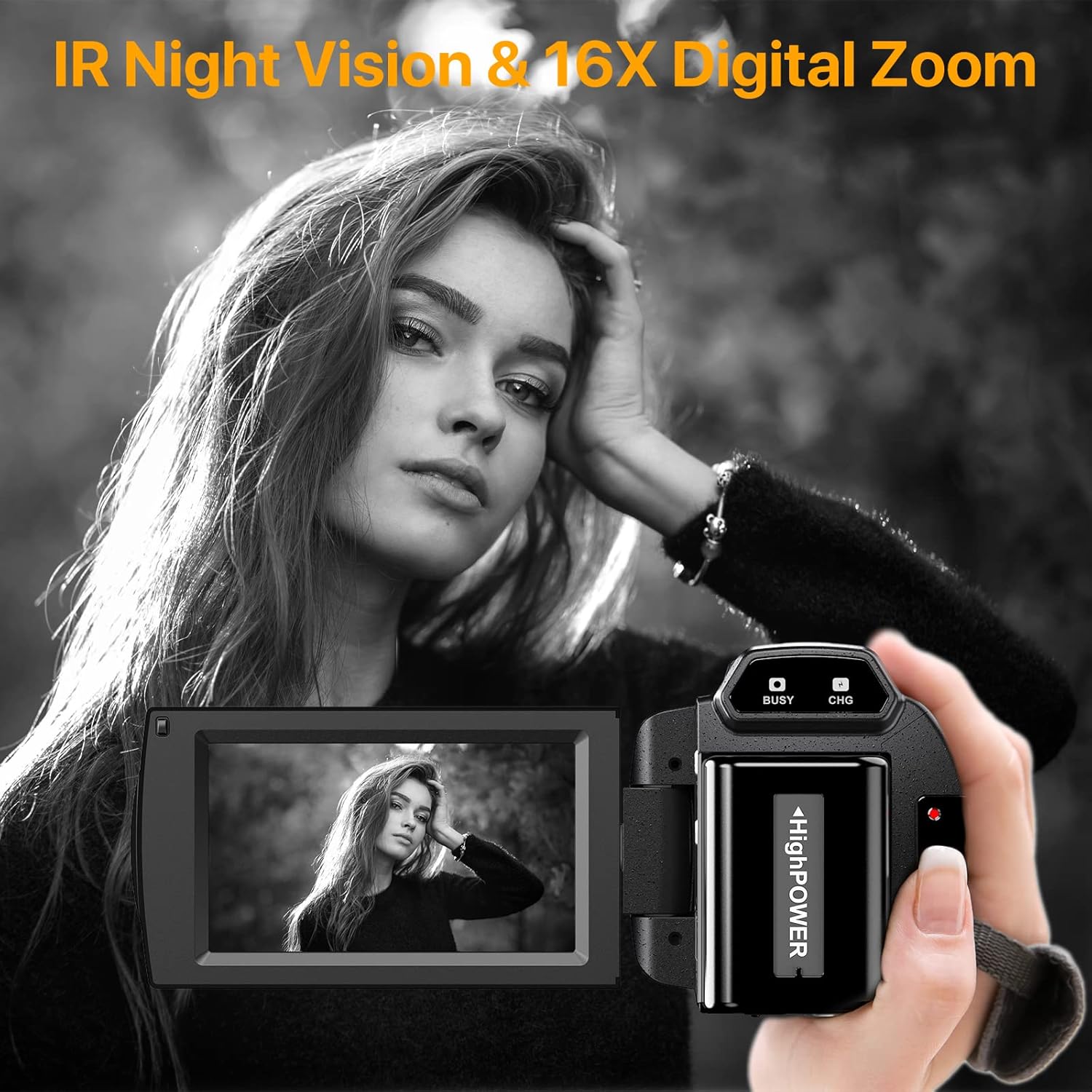 4K Video Camera Camcorder 48MP 60FPS Ultra HD Video Camera with Vlogging Camera for YouTube 16X Digital Video Camera with Microphone 6-Axis