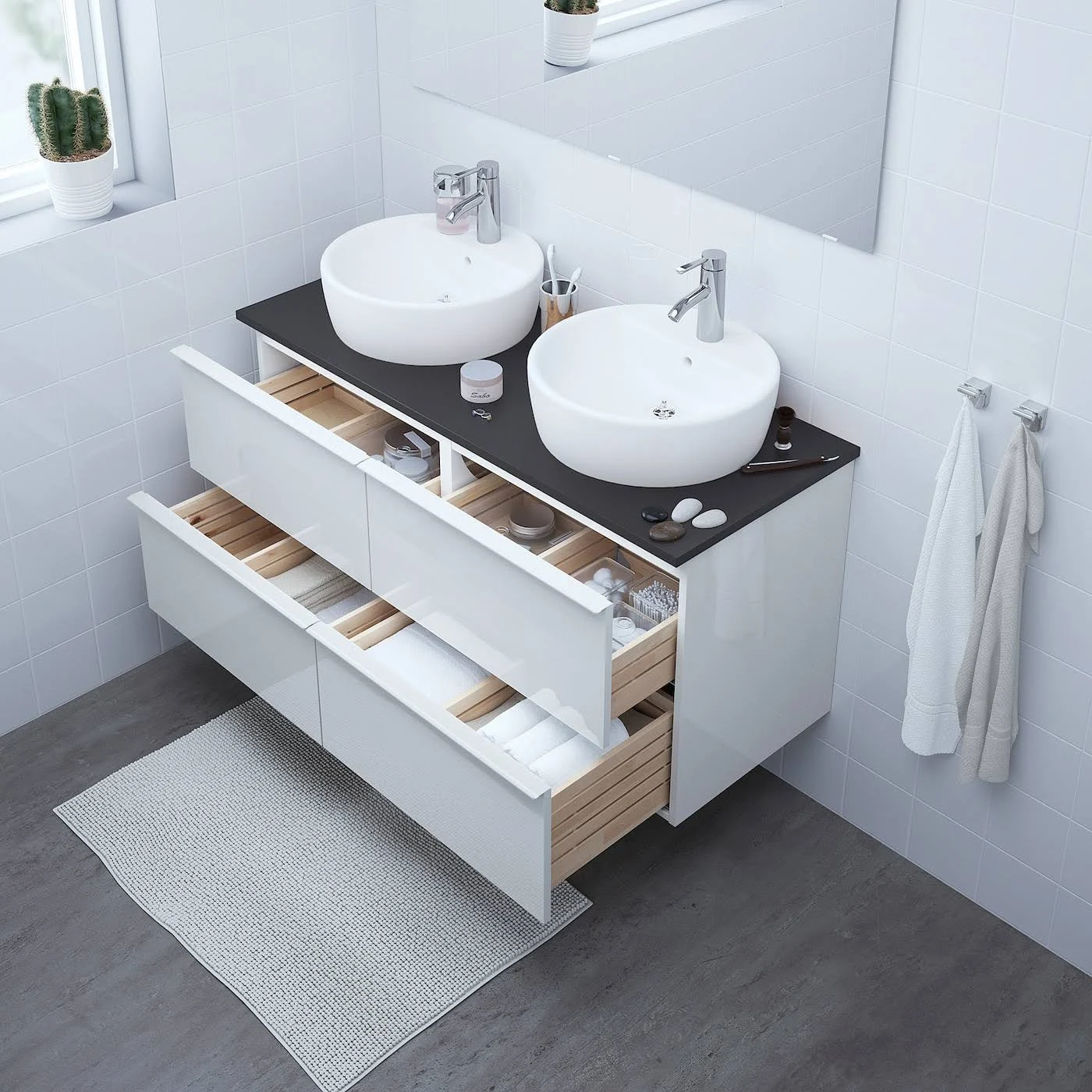 IKEA - GODMORGON Sink Cabinet with 4 Drawers, High Gloss White, 47 1/4x18 1/2x22 7/8 30344096