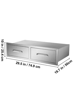 VEVOR Outdoor Kitchen Drawers 30"Wx10"Hx20"D, Horizontal Double Access BBQ Drawers with Stainless Steel Handle