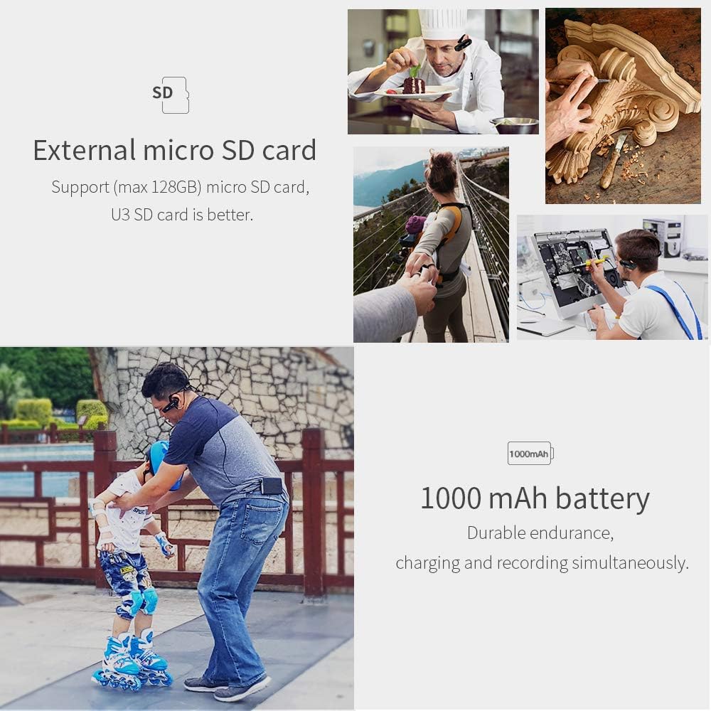 Ordro EP6 Vlog Camera 4K Camcorder Hands Free Lightweight Mini Wearable Video Camera Full HD 1080P 60FPS WI-Fi APP Connection Recorder with Remote