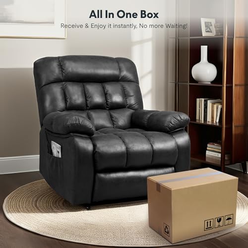 FLEXISPOT XL31 Power Lift Recliner Chair for Elderly, Electric Lift Chair with Massage & Heat, PU Leather Reclining Sofa w/Cup Holders